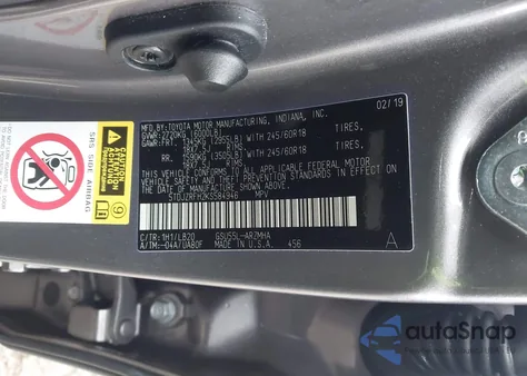 2019 Toyota Highlander Xle from USA, damaged, VIN 5TDJZRFH2KS584946